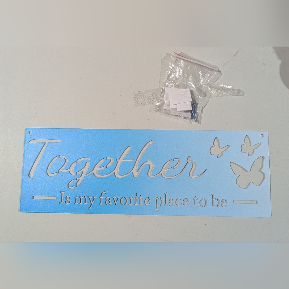 New Blue Metal Wall Decor with Inspirational Quote
